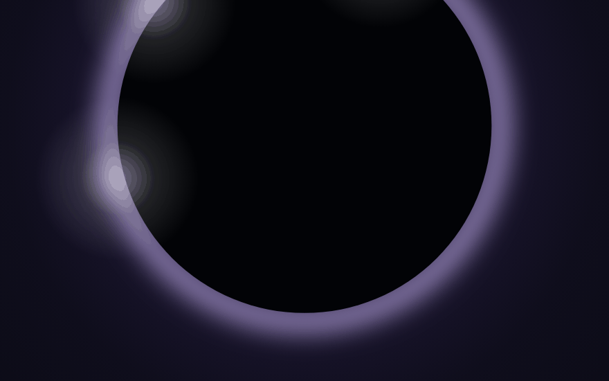 Umbral Expanse: a world in eclipse, lit only around its rim.